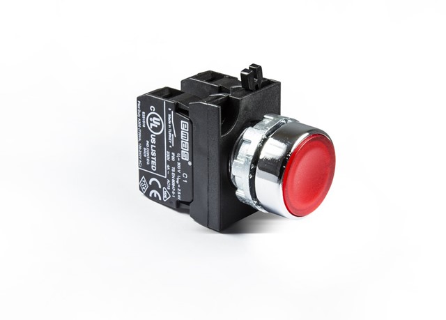 CM Series Metal 1NO+1NC Spring Flush Red 22 mm Control Unit